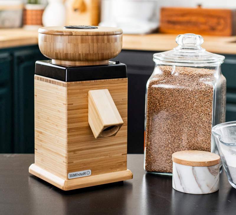 Black Accent Harvest Mill and Jar of Grain