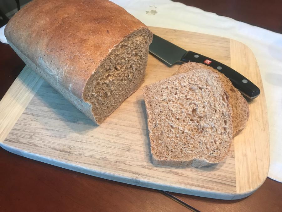 Baked and Sliced Yeast Bread Loaf
