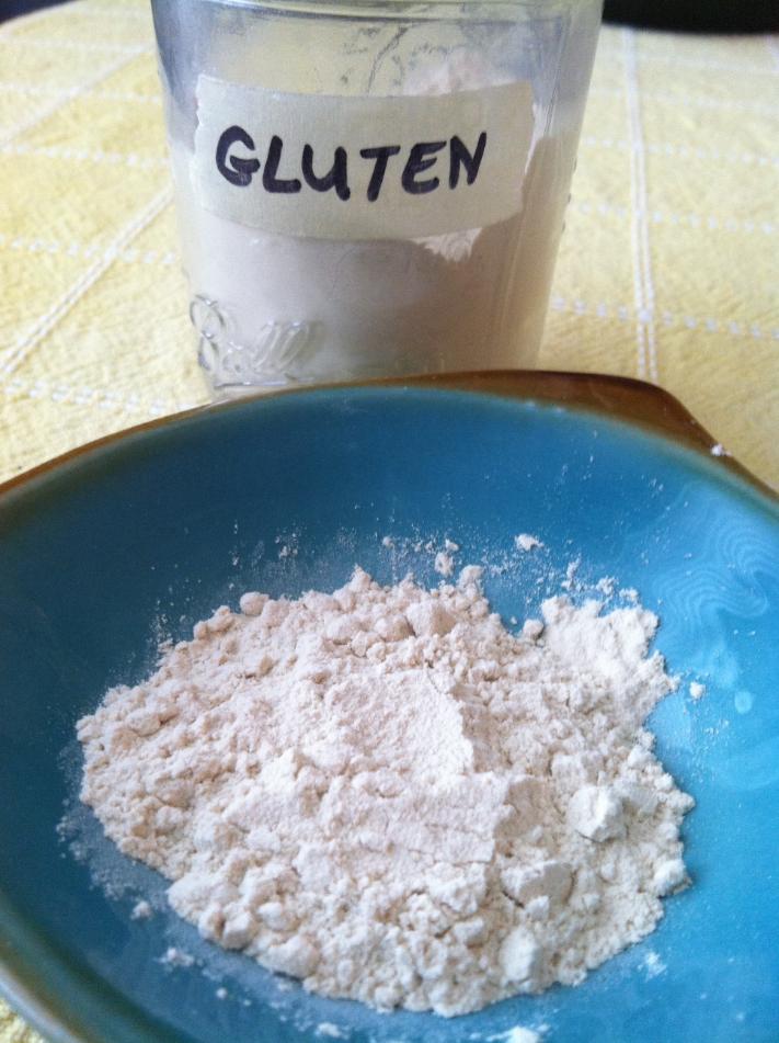 Gluten in jar & bowl