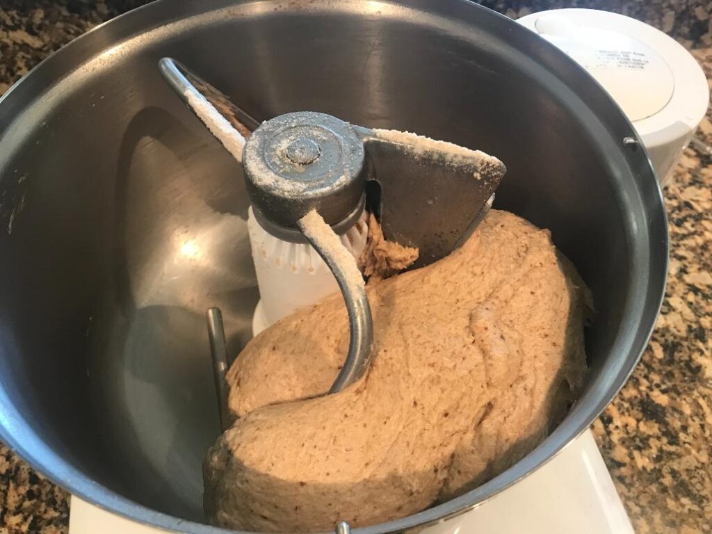Kneaded Bread Dough in mixer bowl