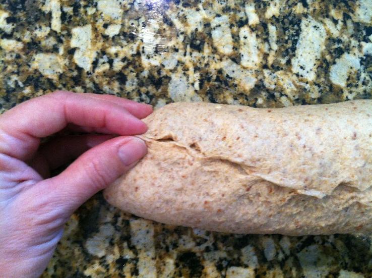Pinching seam loaf bread dough