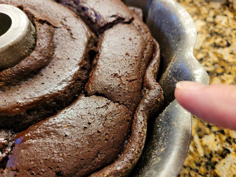 Chocolate Bunt Cake - Separated from pan edge