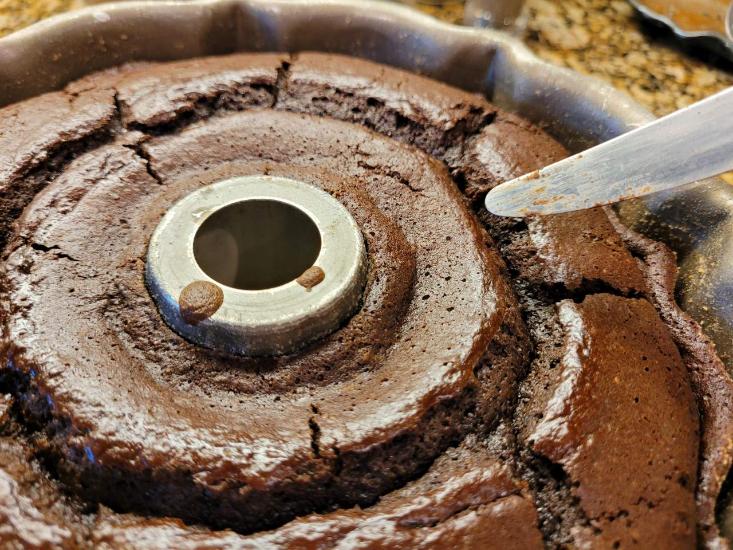 Chocolate Bunt Cake - Test knife came out clean