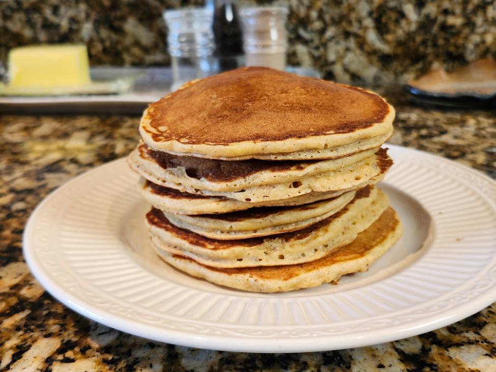 Stack of Fluffy Pancakes on a white plate